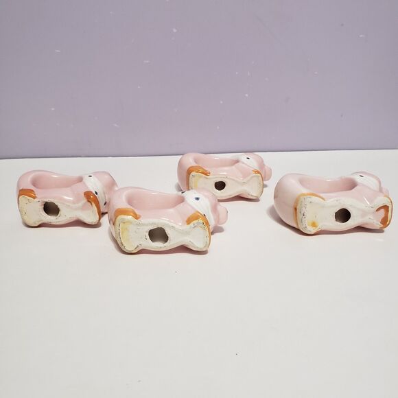 Pigs Pink Ceramic Napkin Holders Lot of 4 Country Kitchen Dining Decor 3"×2" - Picture 4 of 8